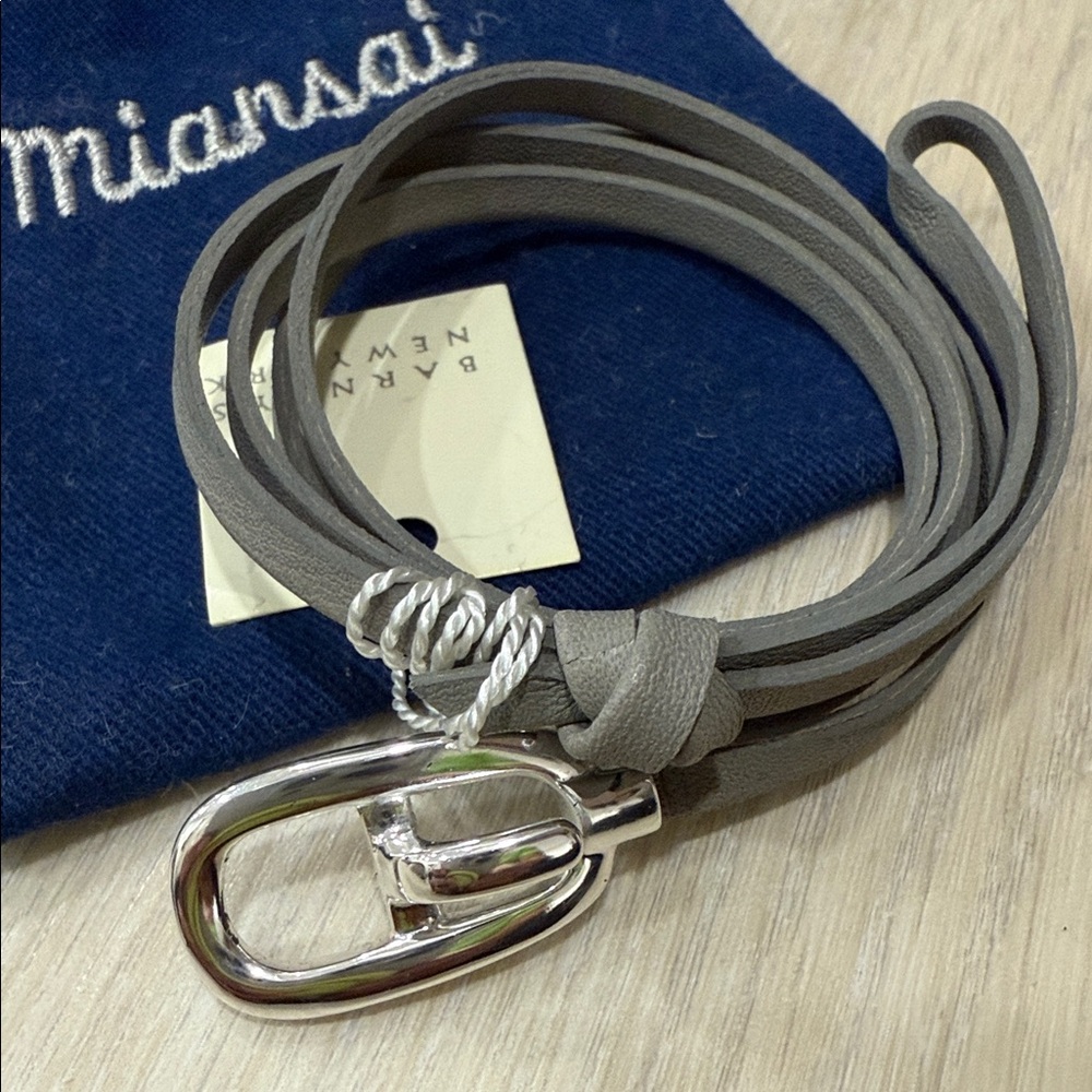 NWT Miansai Silver and Gray Leather Bracelet